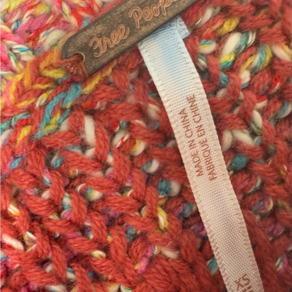 Free People Neptune Oversized Pullover Sweater Marled Red XS - Picture 3 of 4